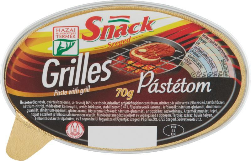 Snack Szeged pástétom, grilles tépőzáras 70g