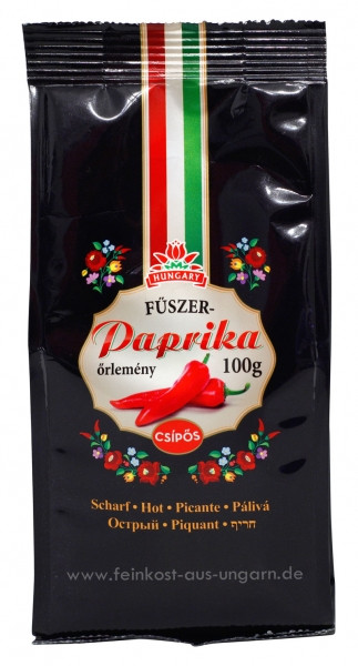 Gemahlener Gewürzpaprika aus Kalocsa im Papierbeutel Scharf 100g